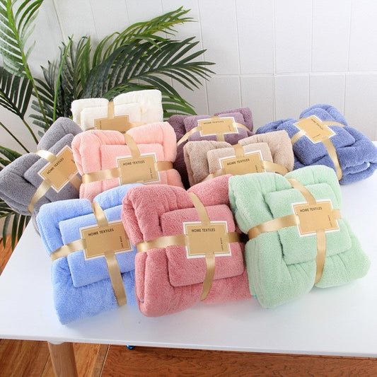 Coral Fleece 2‑Piece Bath Towel Set