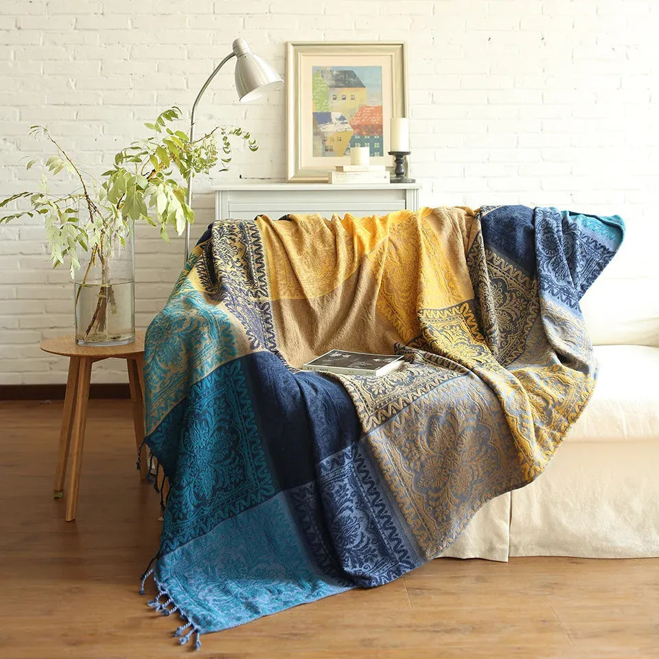 Morocco Chenille Couch Cover Blanket