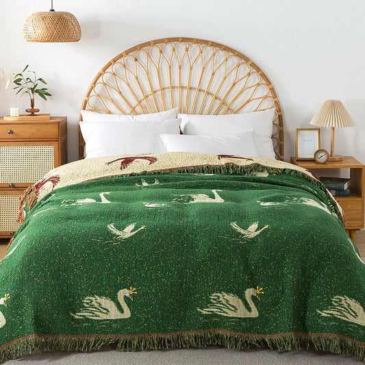 Royal Goose Cotton Reversible Tassel Blanket